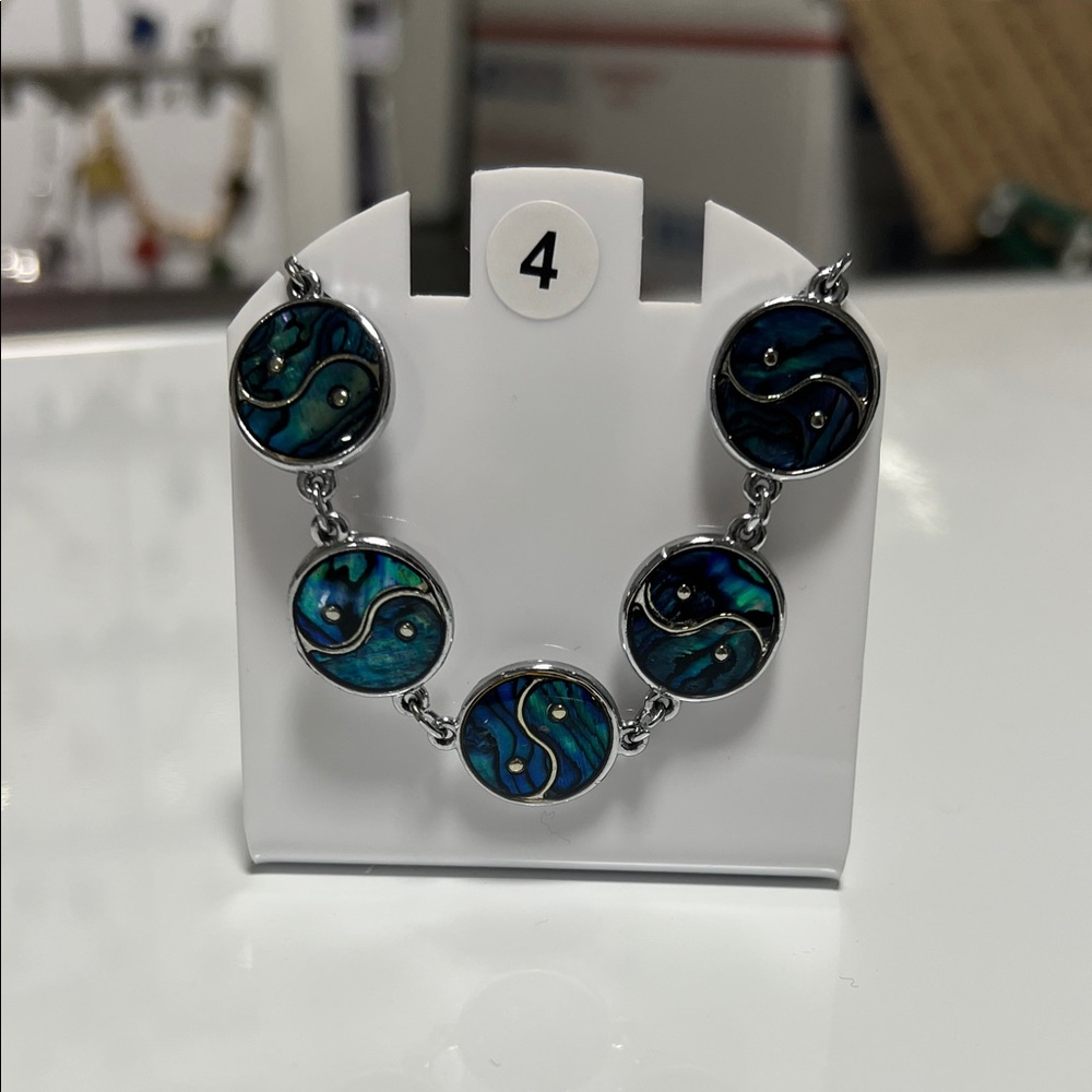 Elegant Silver and Blue Bracelet